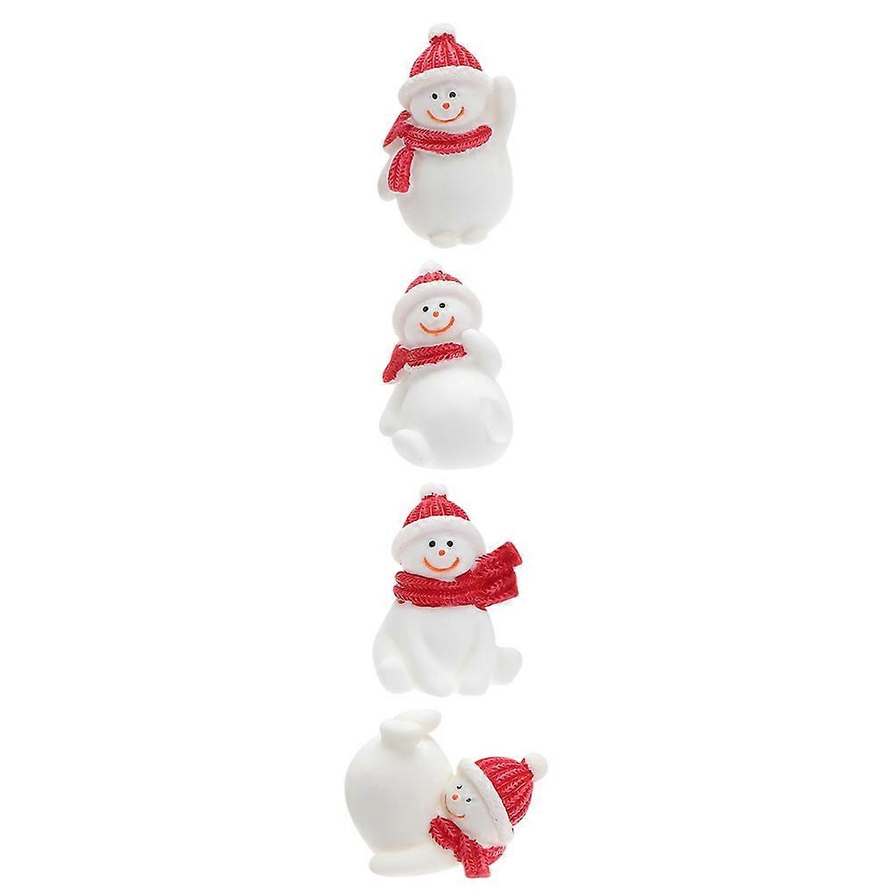 Snowman Decor Figurines 4Pcs Desktop Decor Ornaments 3.20X3.20X2.00CM Red Multi-Function
