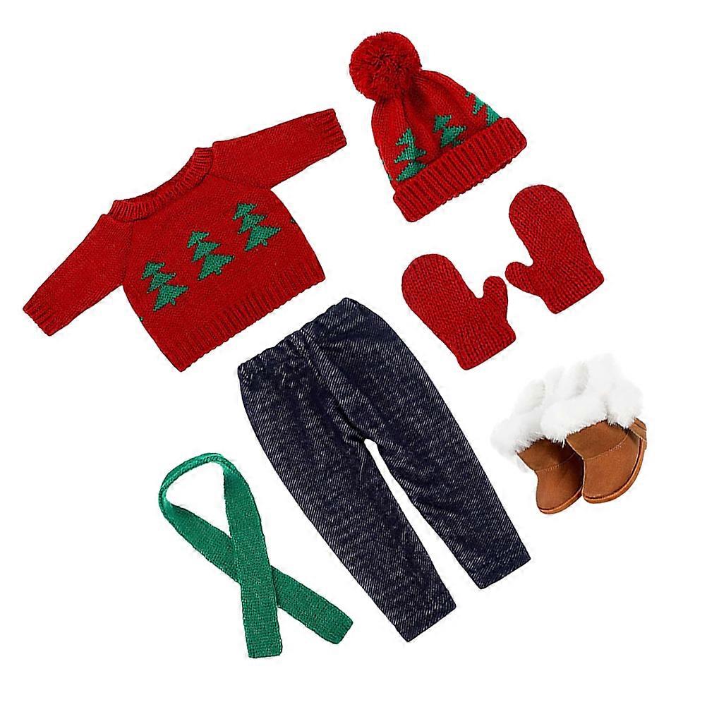 Doll Clothes 1 Set Christmas Outfit For Dolls Assorted Color Mini Winter Set Costume