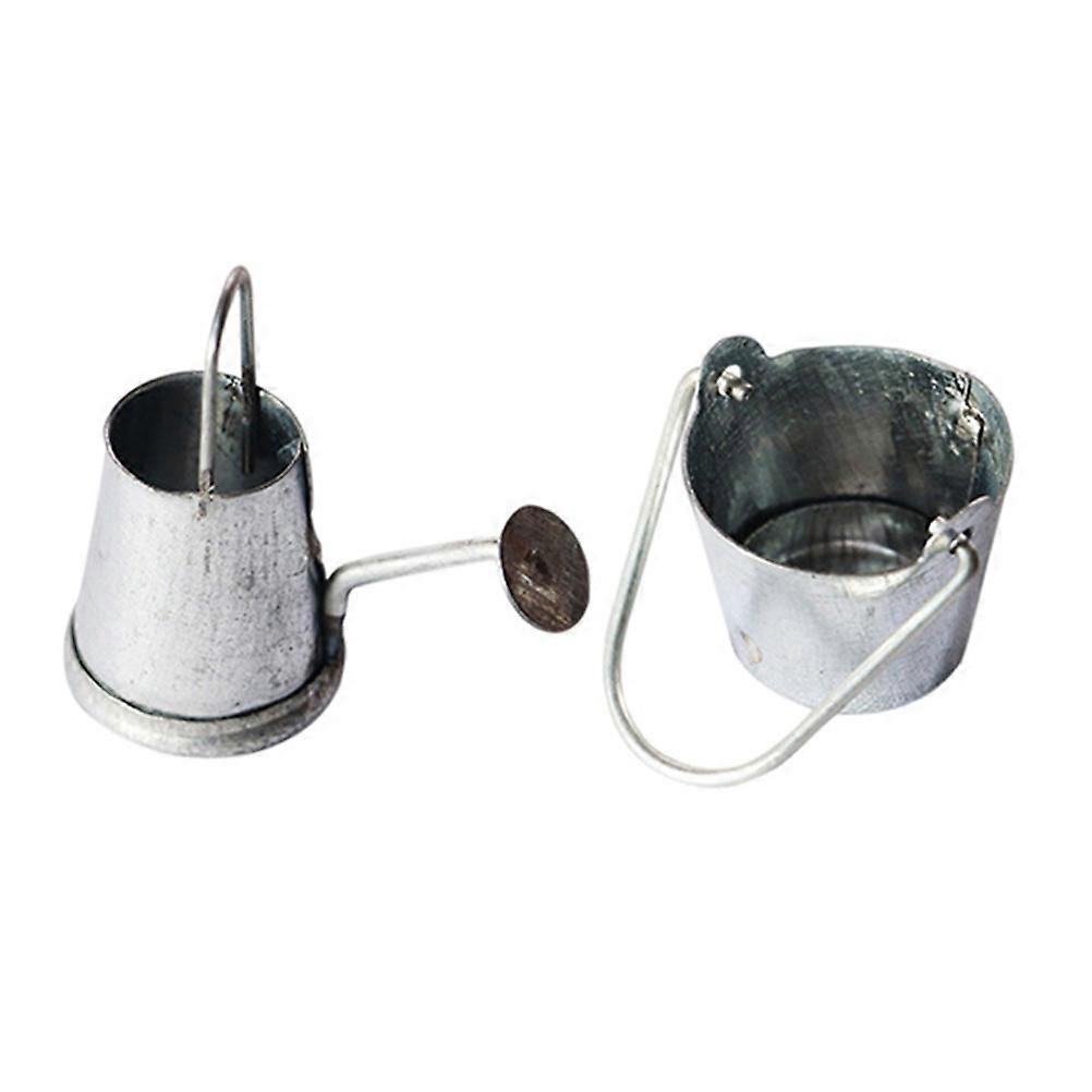 Mini Kettle Bucket for Decor Silver Iron Lightweight Practical Durable Fun for Kids 2PCS