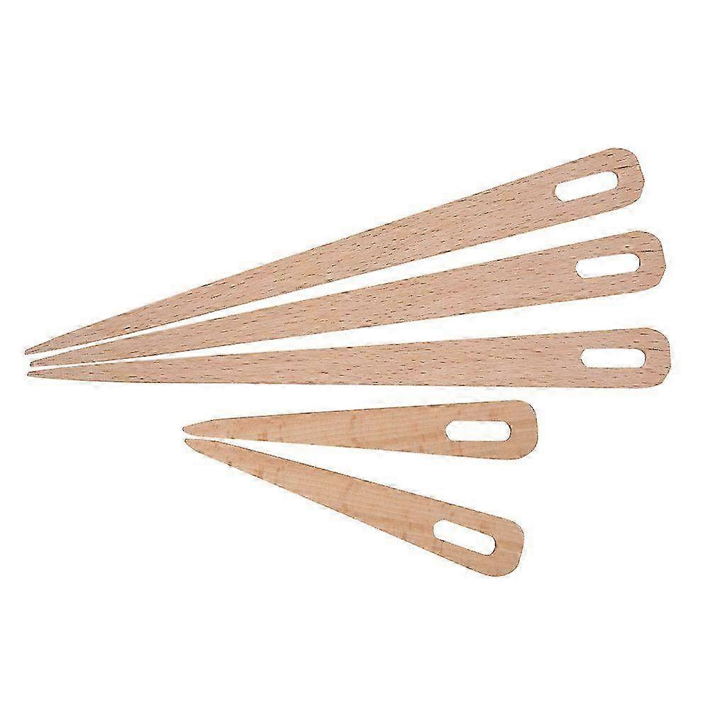 5pcs Large Eye Wooden Knitting Needles Set - Crochet & Weaving Tools for Hand Loom, Tapestry, and Craft Projects