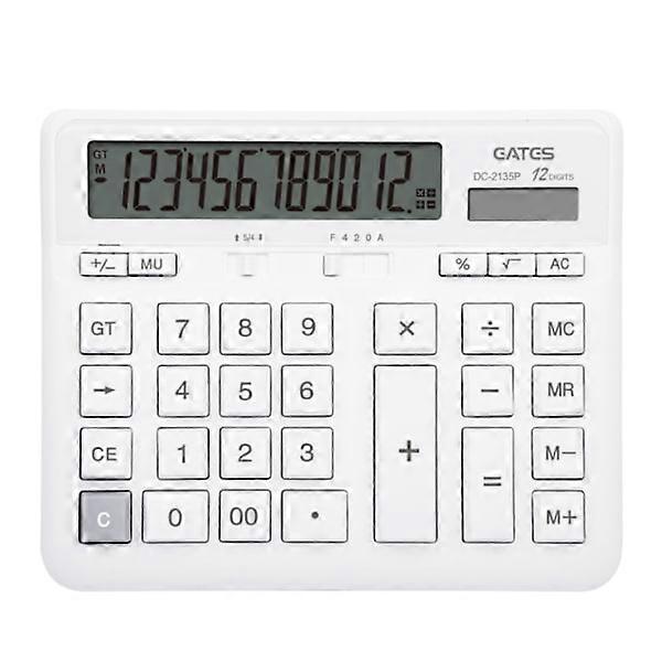 Desktop Calculator, 12-Digit Solar Battery Dual Power Supply Standard Function Electronic Calculator with Large LCD Display Large Sensitive Button for