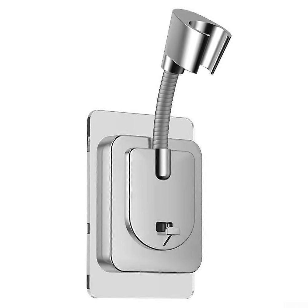 Adjustable Shower Head Holder, No Drill Wall Mount, Silver Bathroom Shower Bracket, Replacement Compatible with Standard Models