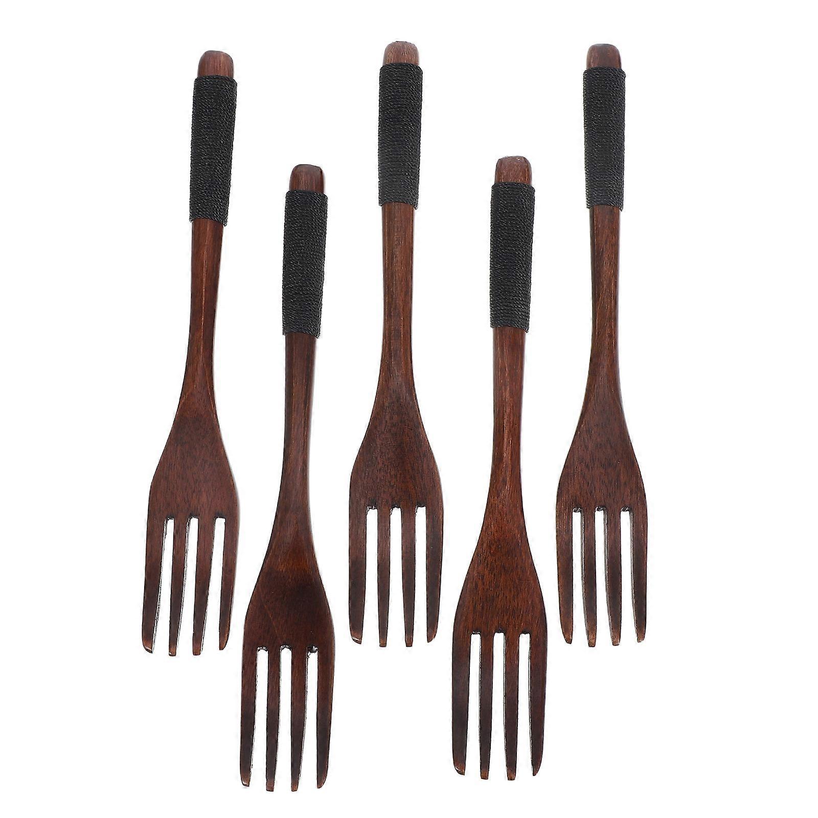 Here's a polished and professional product description based on the title you provided:

 

**5 Pcs Japanese Style Handmade Wooden Dinner Forks –