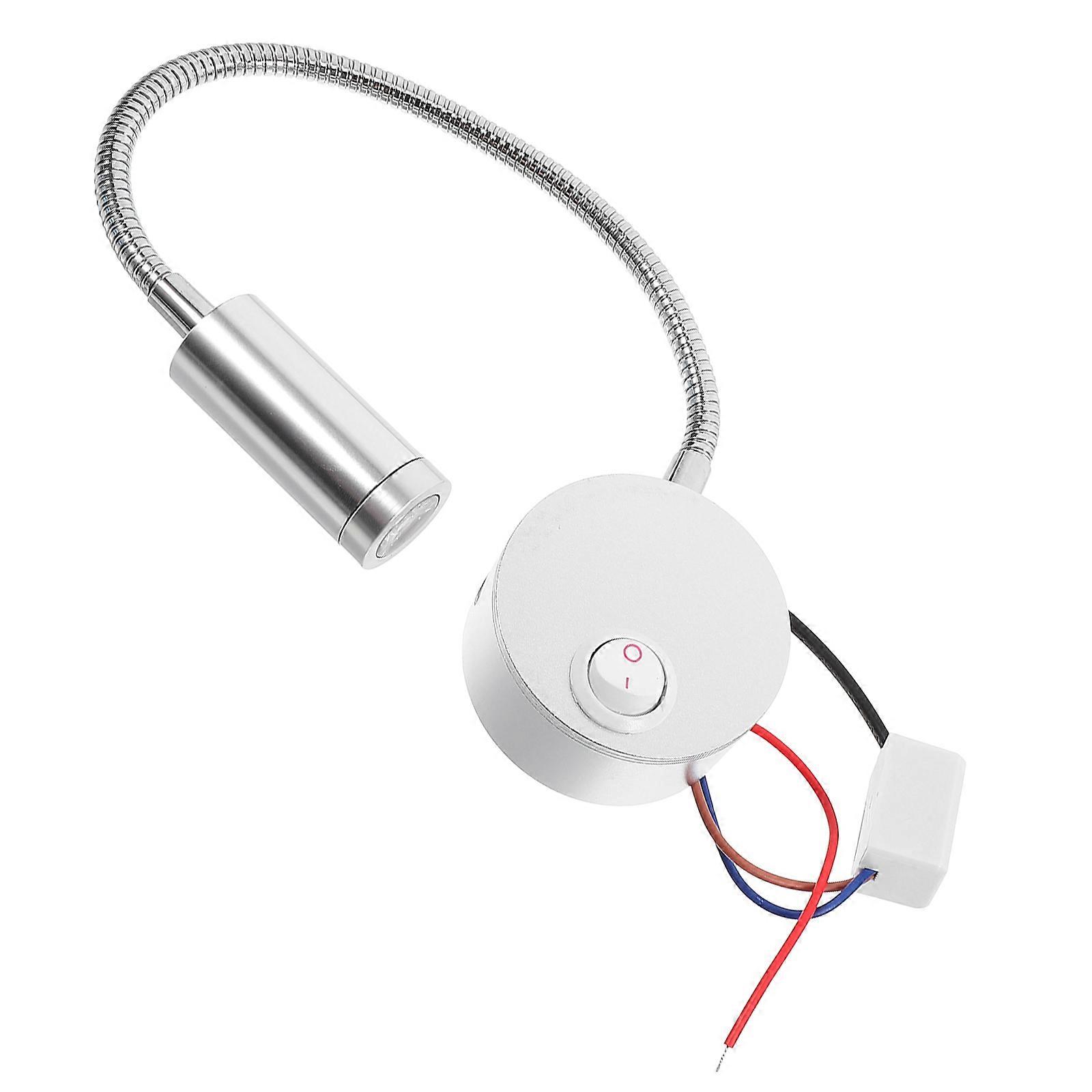 LED Reading Light Silver with Hours Lifespan and Flexible Arm Wall Light for Lighting Use