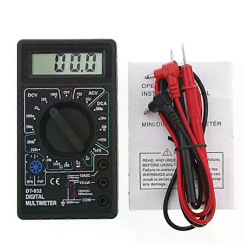 OOTDTY Professional DT832 Mini Digital LCD DC AC Multimeter Voltmeter Ammeter Ohm Tester Digital Multimeter