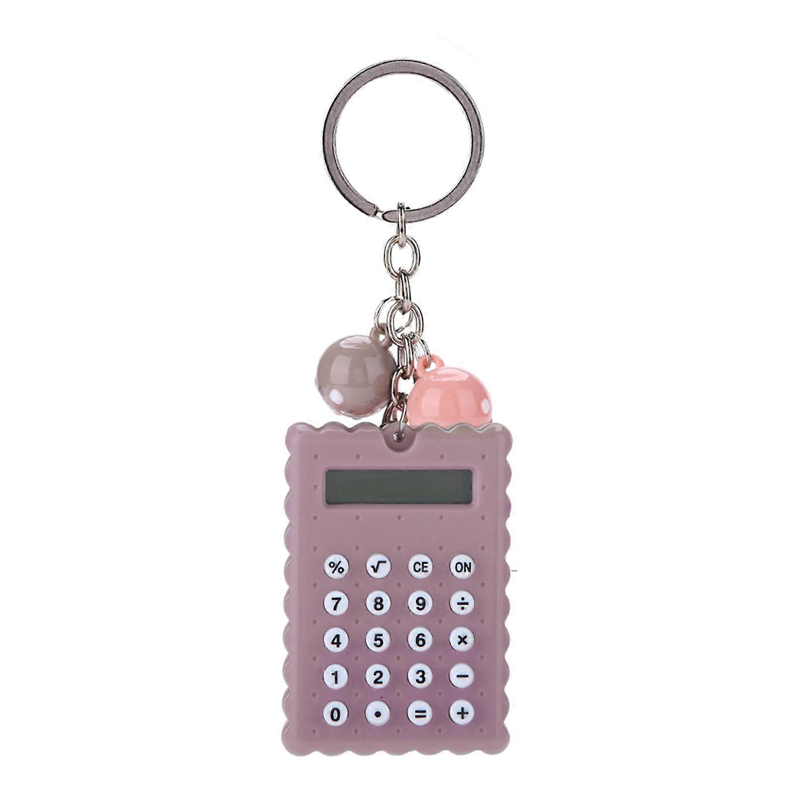 Portable Cute Cookies Style Key Chain Calculator Candy Color Pocket Calculator (Gray Purple)