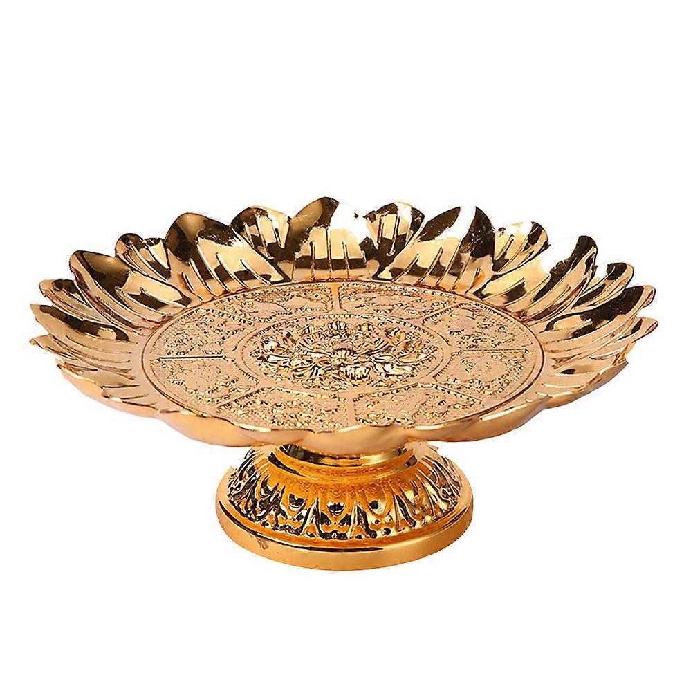 Golden Alloy Tray for Decor Retro Style with Carved Patterns 1Pc Useful Storage Container