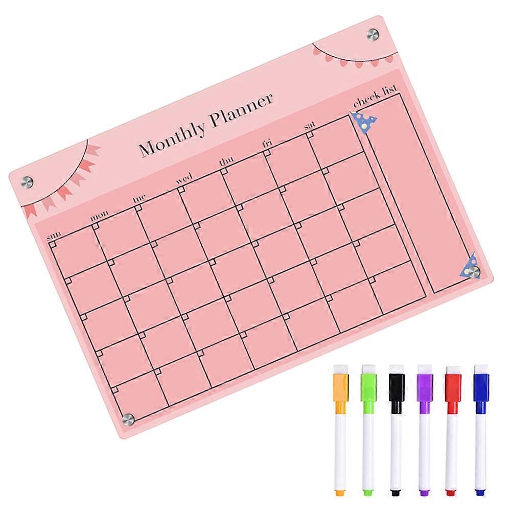 Erasable Magnetic Planner For Fridge Clear Boards Users To Develop Daily Life 29.7X21CM Pink 1 Set