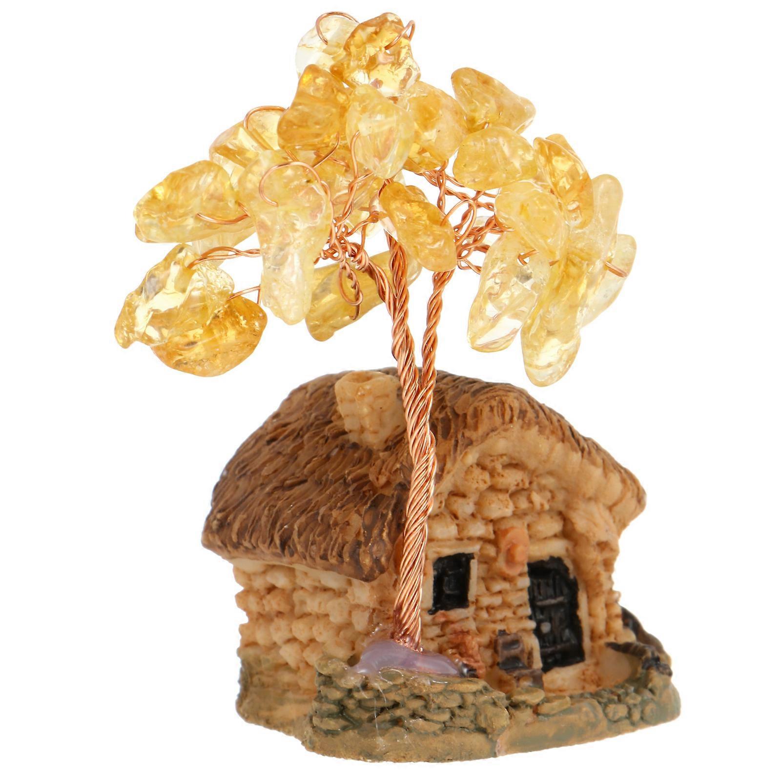 Crystal Fortune Tree Ornament Elegant Feng Shui Desk Decoration for Home