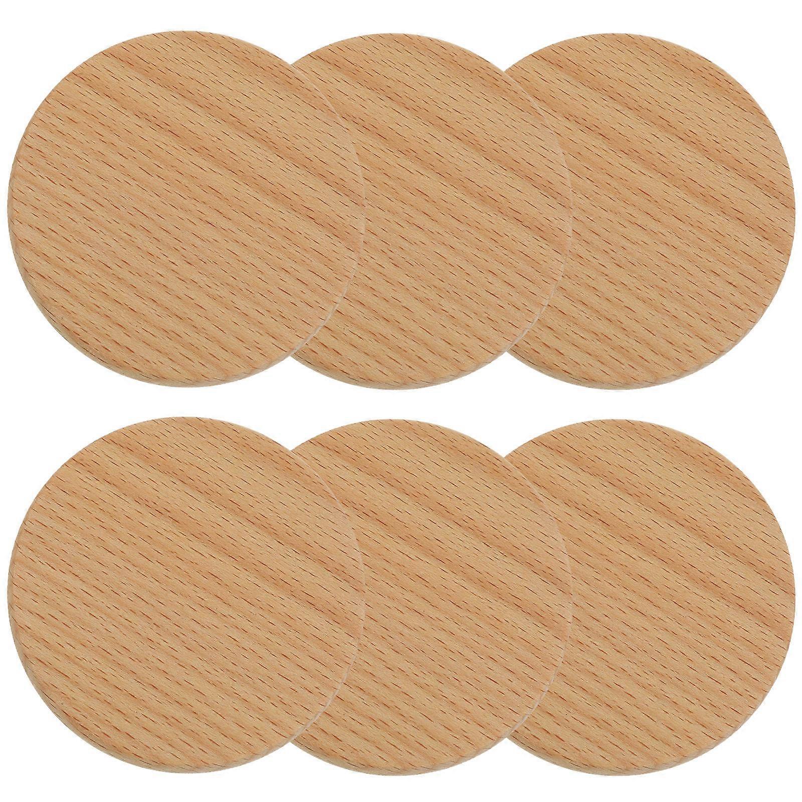 Wood Coasters for Home Beige Cup Mats with Effective Heat Insulation Design 6 Pieces