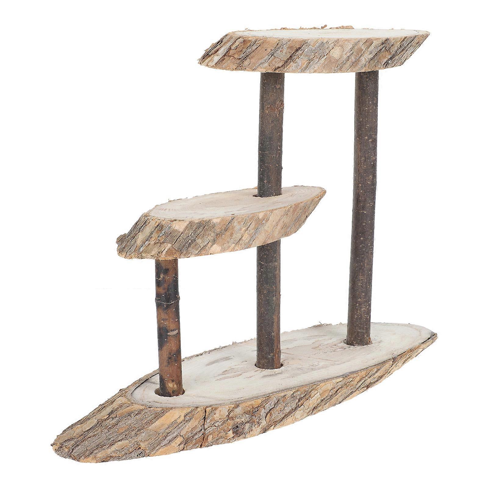 Rack Shelf Wooden Storage Rack Decoration Display Home 32x23cm Chocolate Color Multi Layer Design 1Pack