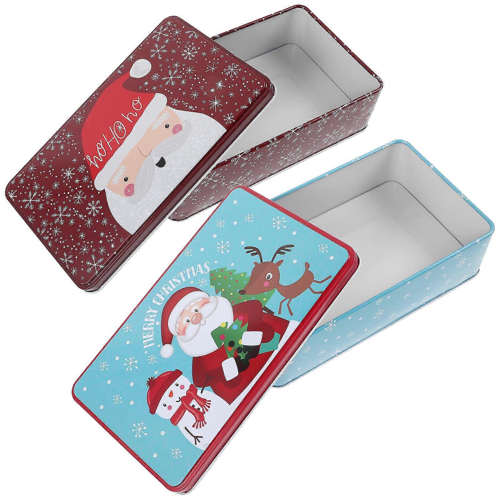 Santa Claus Tin Boxes for Christmas Candy & Cookies Festive Holiday Storage Containers