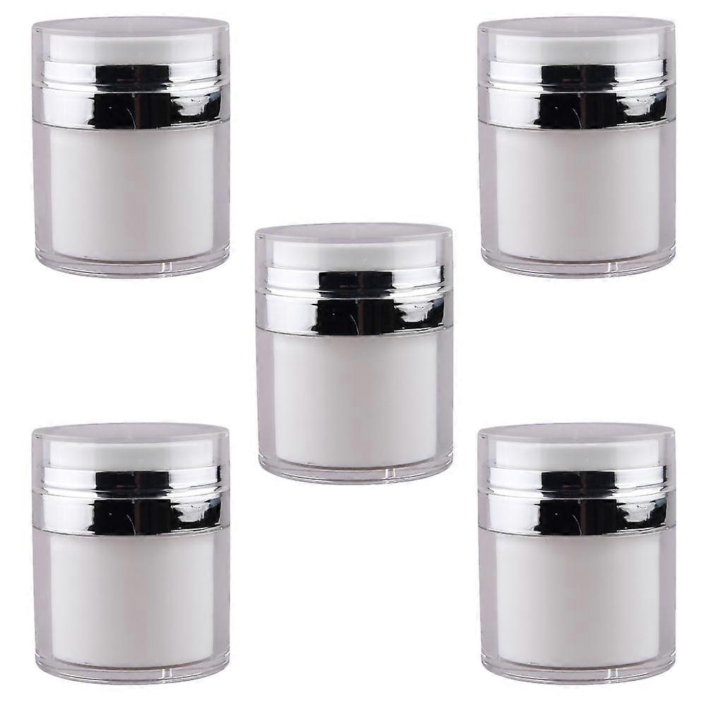 5pcs Airless Pump Dispenser Bottles, Durable Press Type Facial Cream & Lotion Containers, Portable & Refillable for Travel & Daily Use