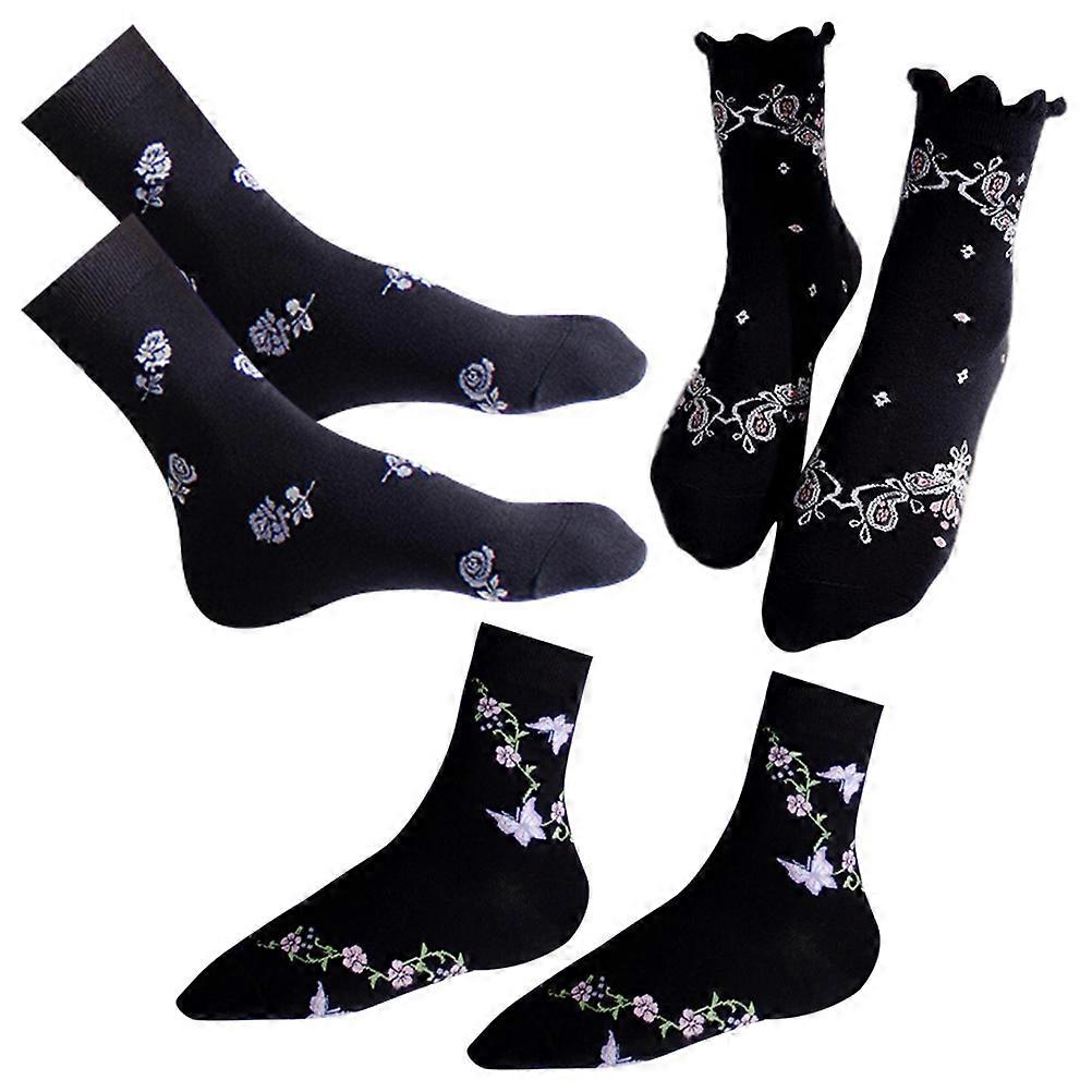 Patterned Socks Women Home Use Comfortable Fit 3 Pairs