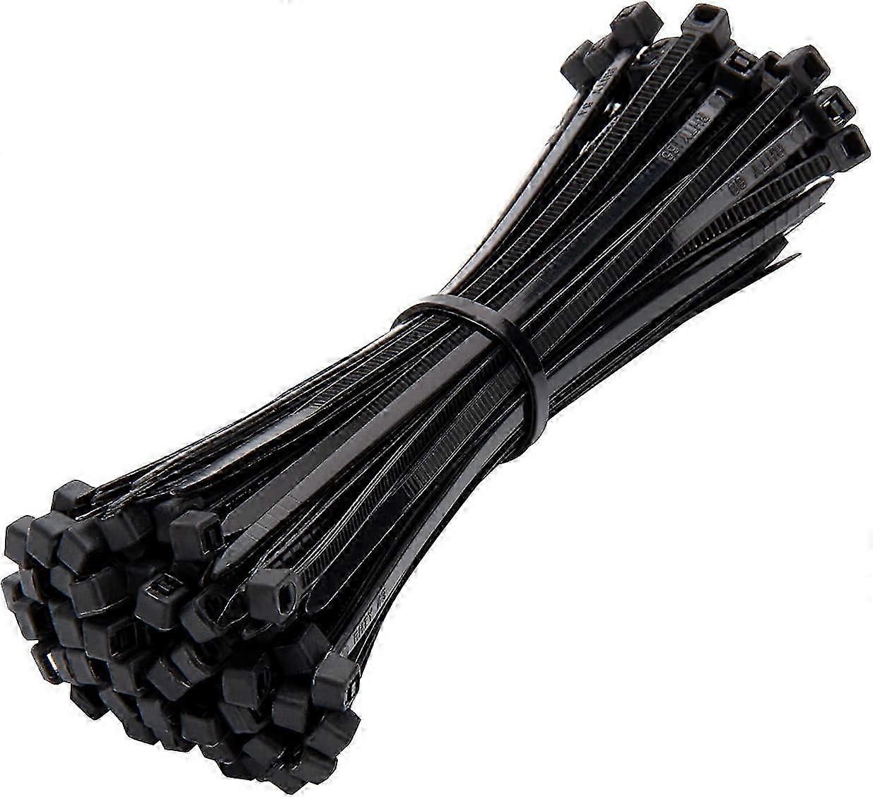 100-Pack Black Cable Ties, 4 Premium Self-Locking