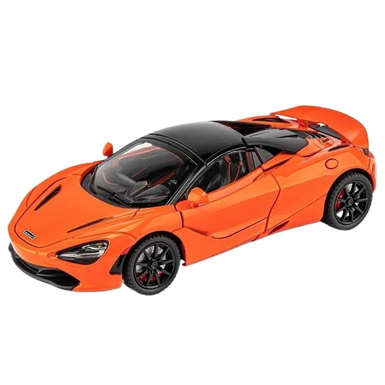 Model Car 1:24 Scale McLaren 720S Die-Cast Alloy Sports Car Model With Sound And Light Finished Display Model (Orange)