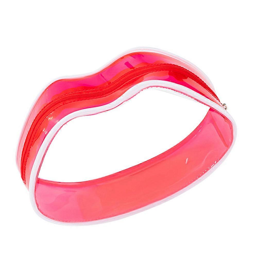 Transparent Cosmetic Bag in Red PVC Material for Storage with Firm Zipper and Durable Thickness 1 Pc