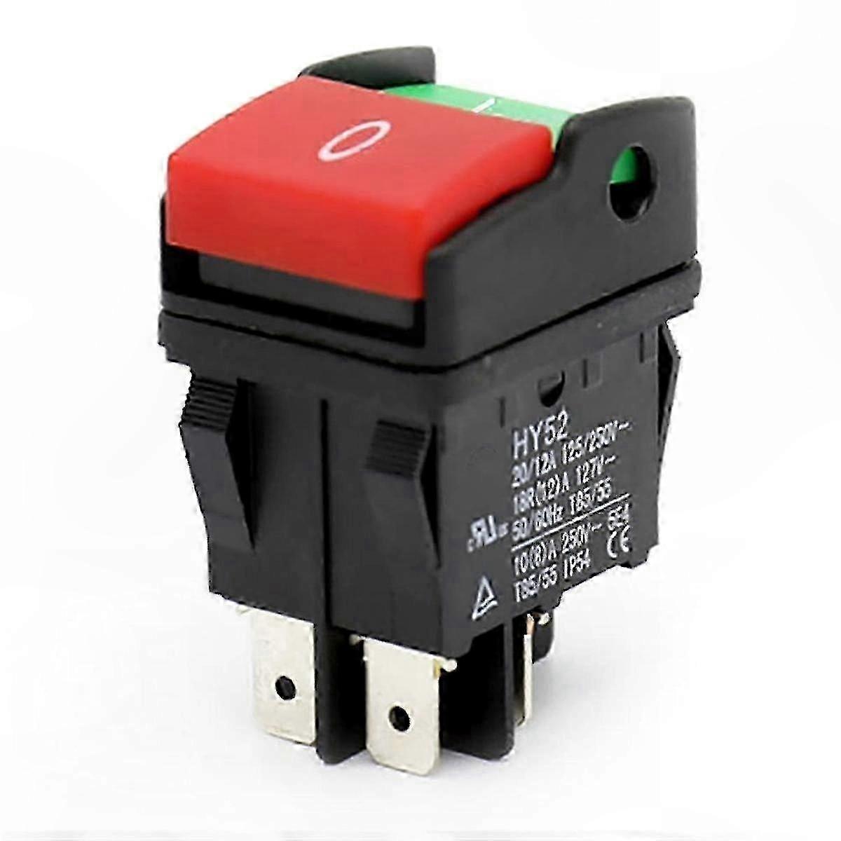 4-Pin Lighted Push Button Switch for Mechanical Devices, 125/250V Industrial Control