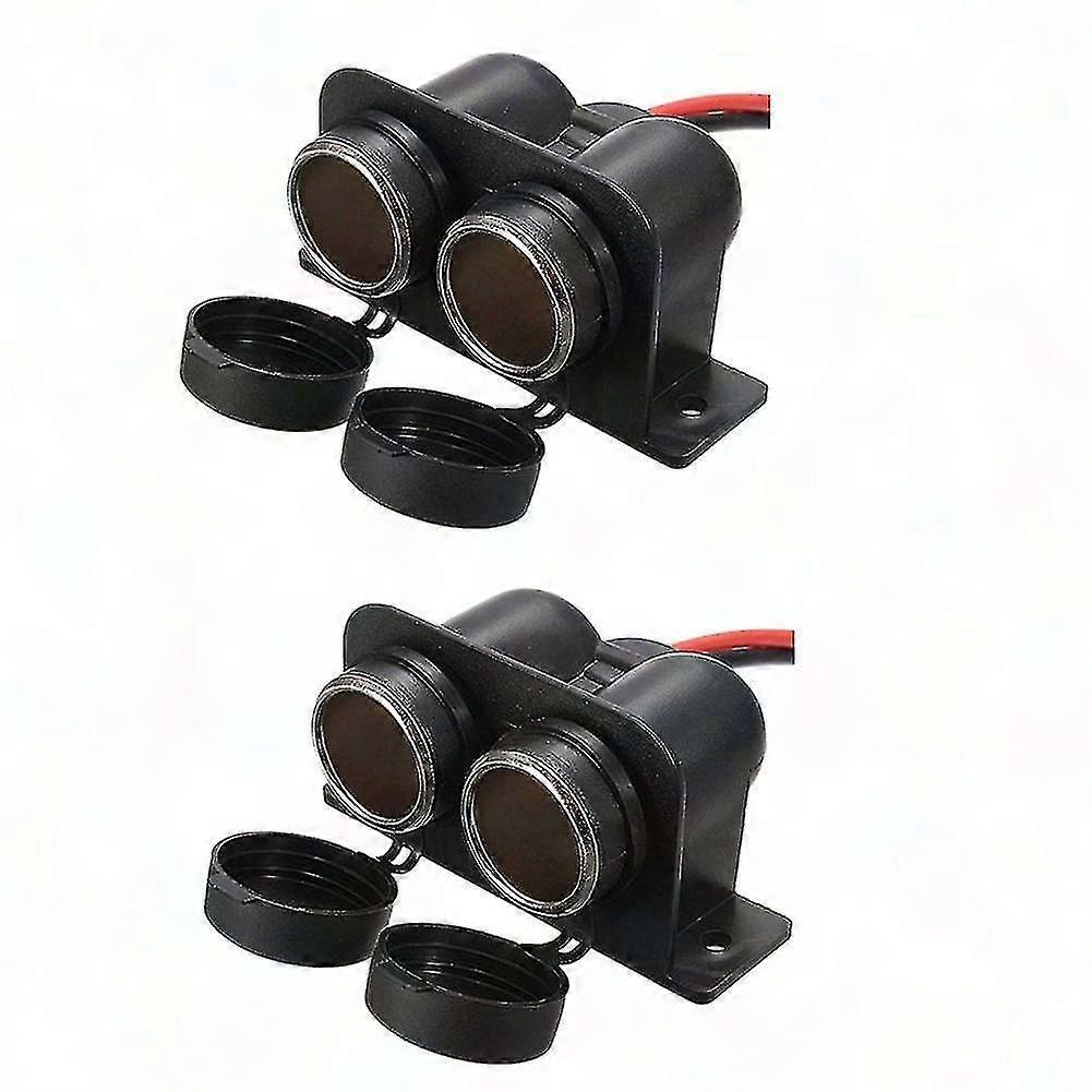 2 Pack 12V Waterproof Dual USB Cigarette Lighter Socket with Wire for Car Motorcycle Boat