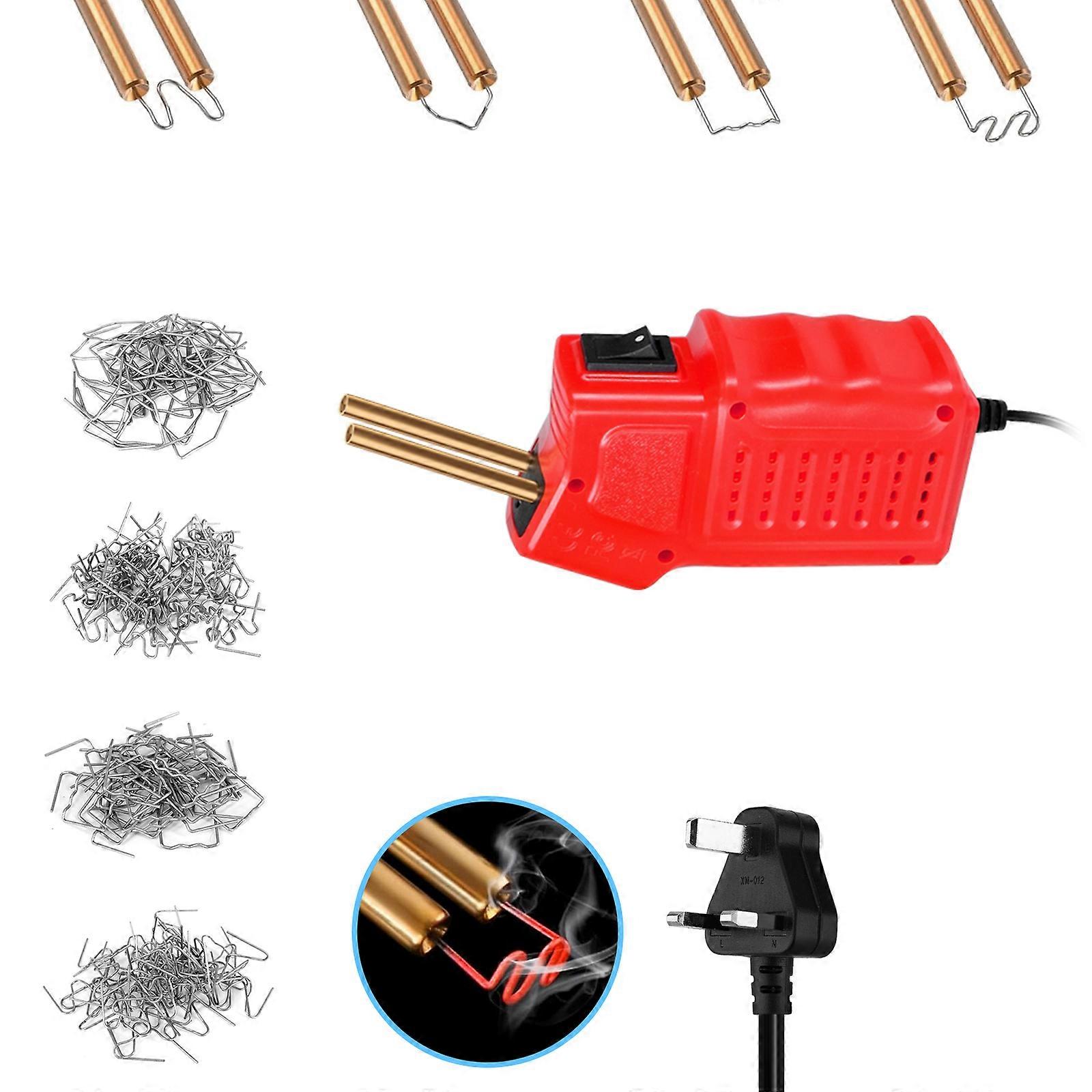 Handheld Plastic Welding Machine 200PCS Hot Staples Kit for Auto Bumper Crack Fixing Red UK Plug