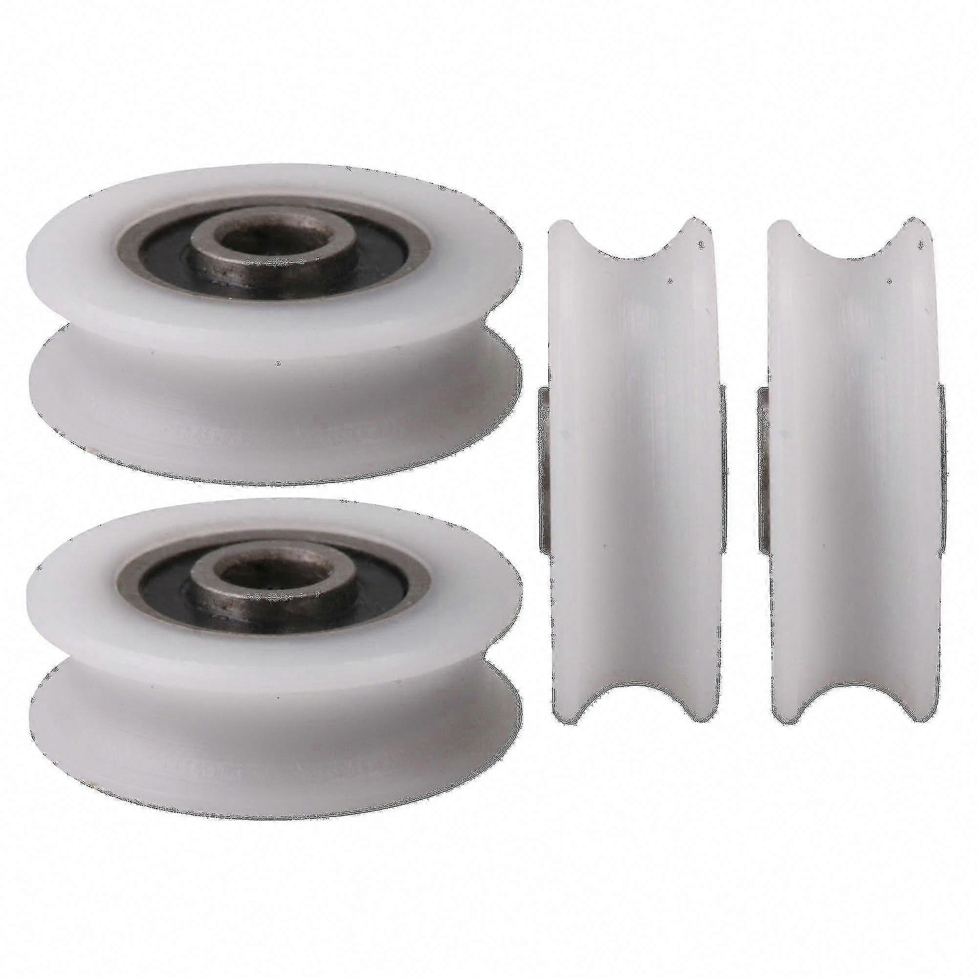 4 قطع أبيض نايلون U-Groove عجلة بكرة 22x6x8mm للباب المنزلق