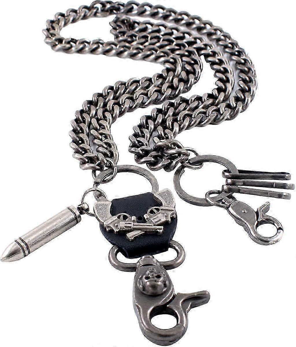 Long Wallet Chain Biker Punk Key Chains Hip Hop Skull Pant Chain Heavy Waist Chain Suitable for Mens Jean Belt Loop Purse & Wallet Gothic Rock Cool Me