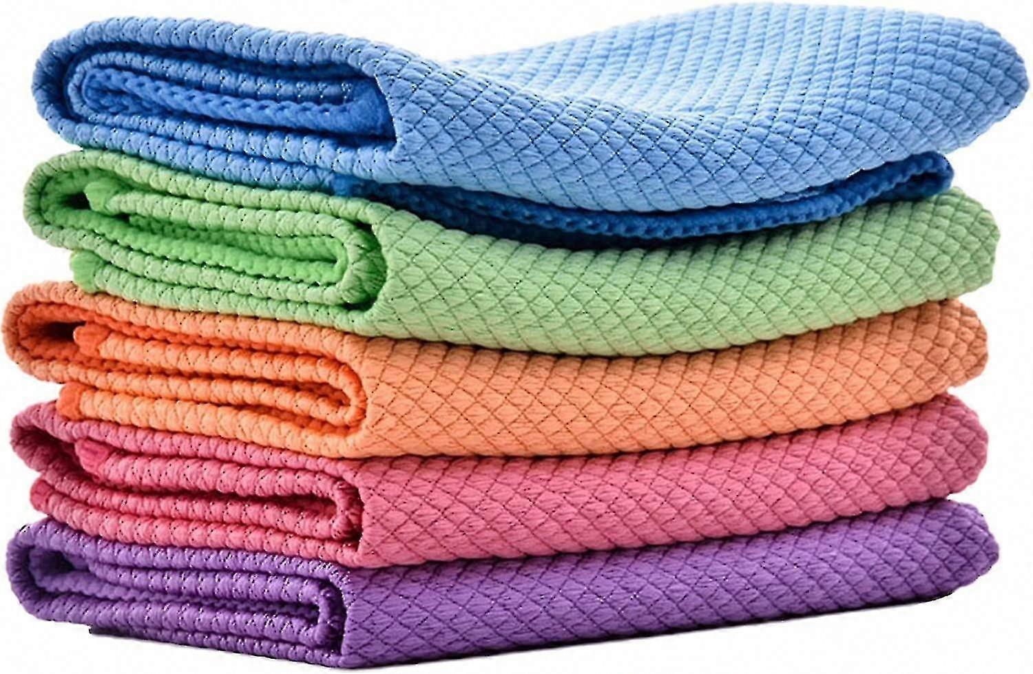 Colorful Microfiber Cleaning Cloths - Reusable Fish Scale Design, 40x30cm