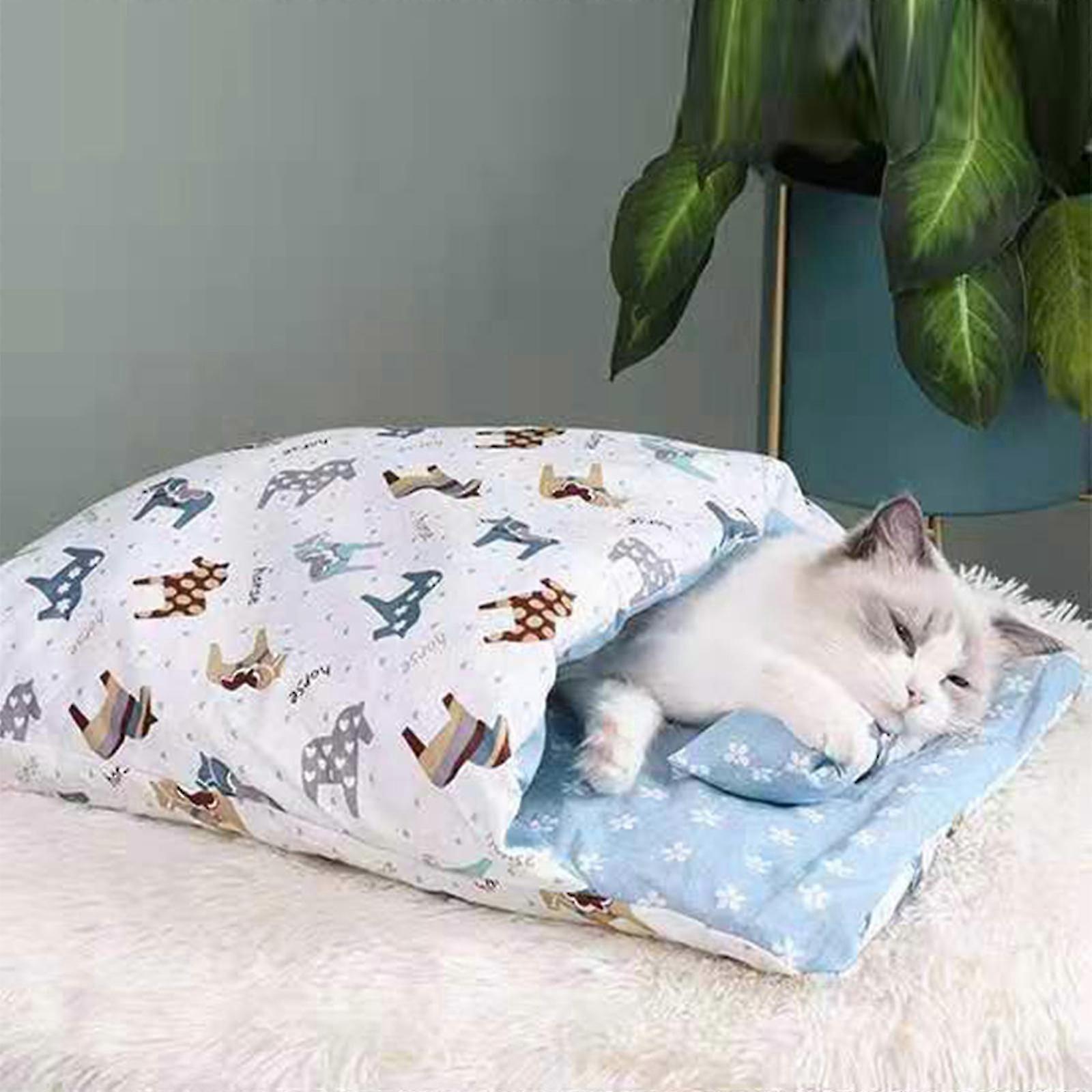 Orthopaedic Cat Sleeping Bag, Cat Sleeping Bag, Fluffy, Warm, Removable, Washable, Small Pet Bed for Cats, Dogs