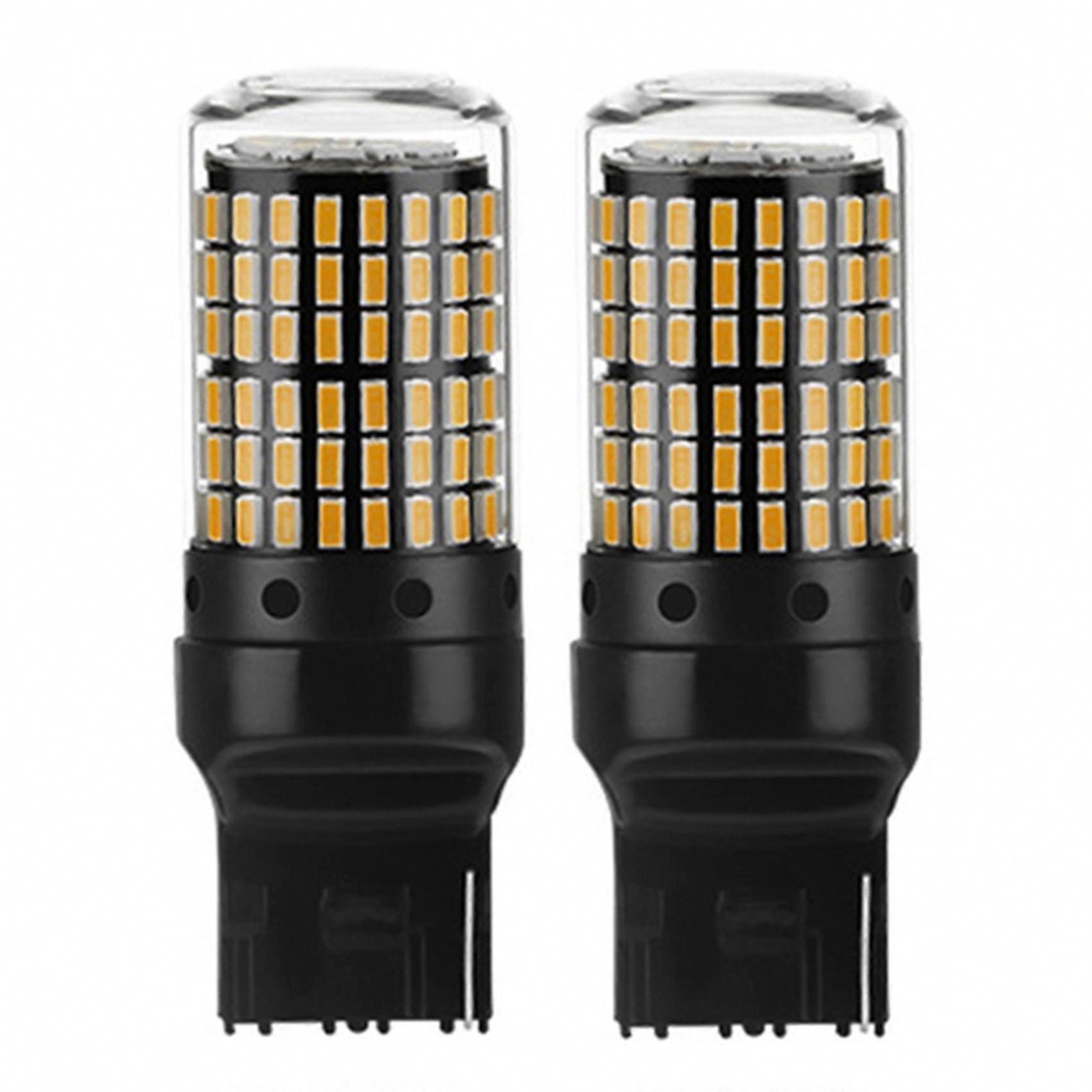 2Pcs 3157 P27-7W T25 LED P27W Canbus Error-Free High Power Reverse Turn Brake Lamp Yellow Bulbs for Car