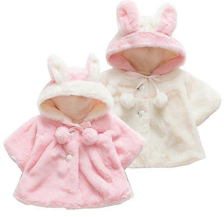 Varm vinterjacka med huva för spädbarnsflicka i fuskpäls
