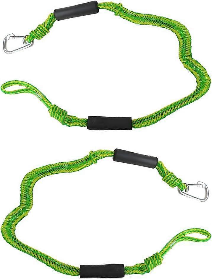 Bungee Boat Dock Lines Mooring Ropes 2 Pack with Stainless Clip, Quick and Easy