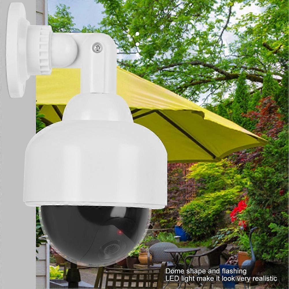 Waterproof Dummy Security Camera with Flashing Red LED, Black Dome