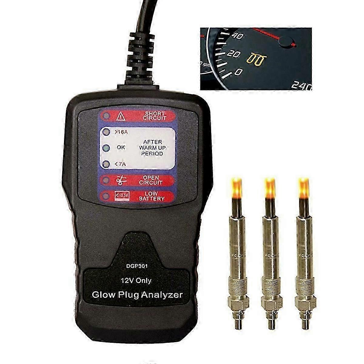 12V Automotive Glow Plug Analyzer Glow Plug Tester LED Diagnostic Tool Tester
