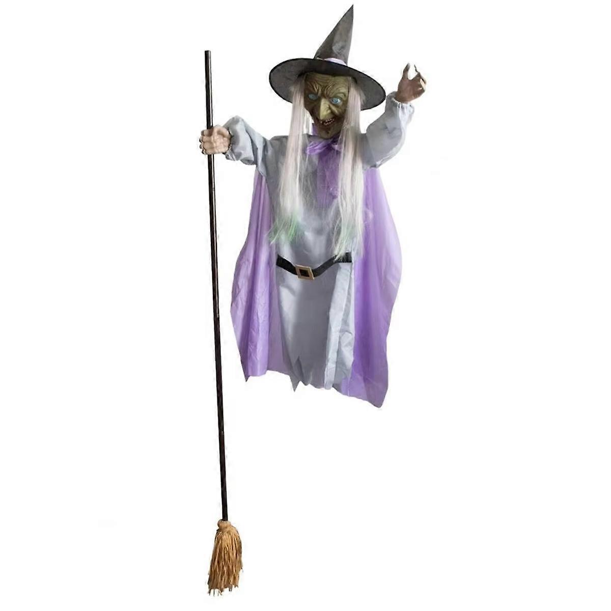 Halloween Decorations Outdoor - 6 Ft Animated Hovering Witch Animatronics Prop - Spooky Scary Decor for Home Outside
