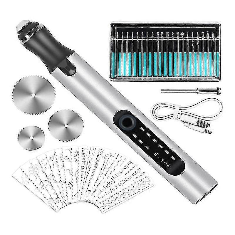 Metal electric engraving pen set with multiple accessories, comfortable grip and no fatigue in operation