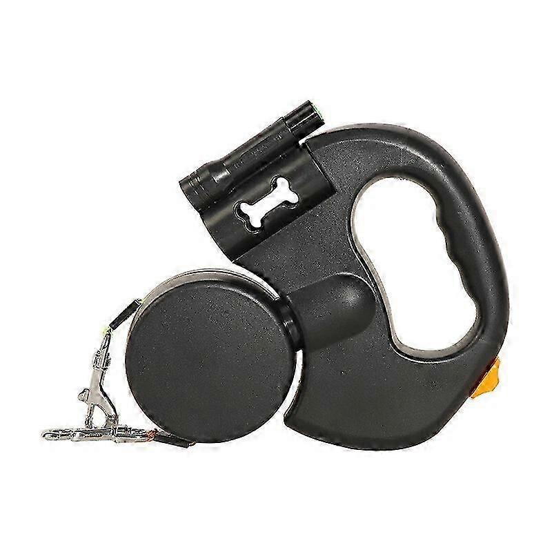 Anti-tangle retractable leash for two dogs featuring illuminated handle