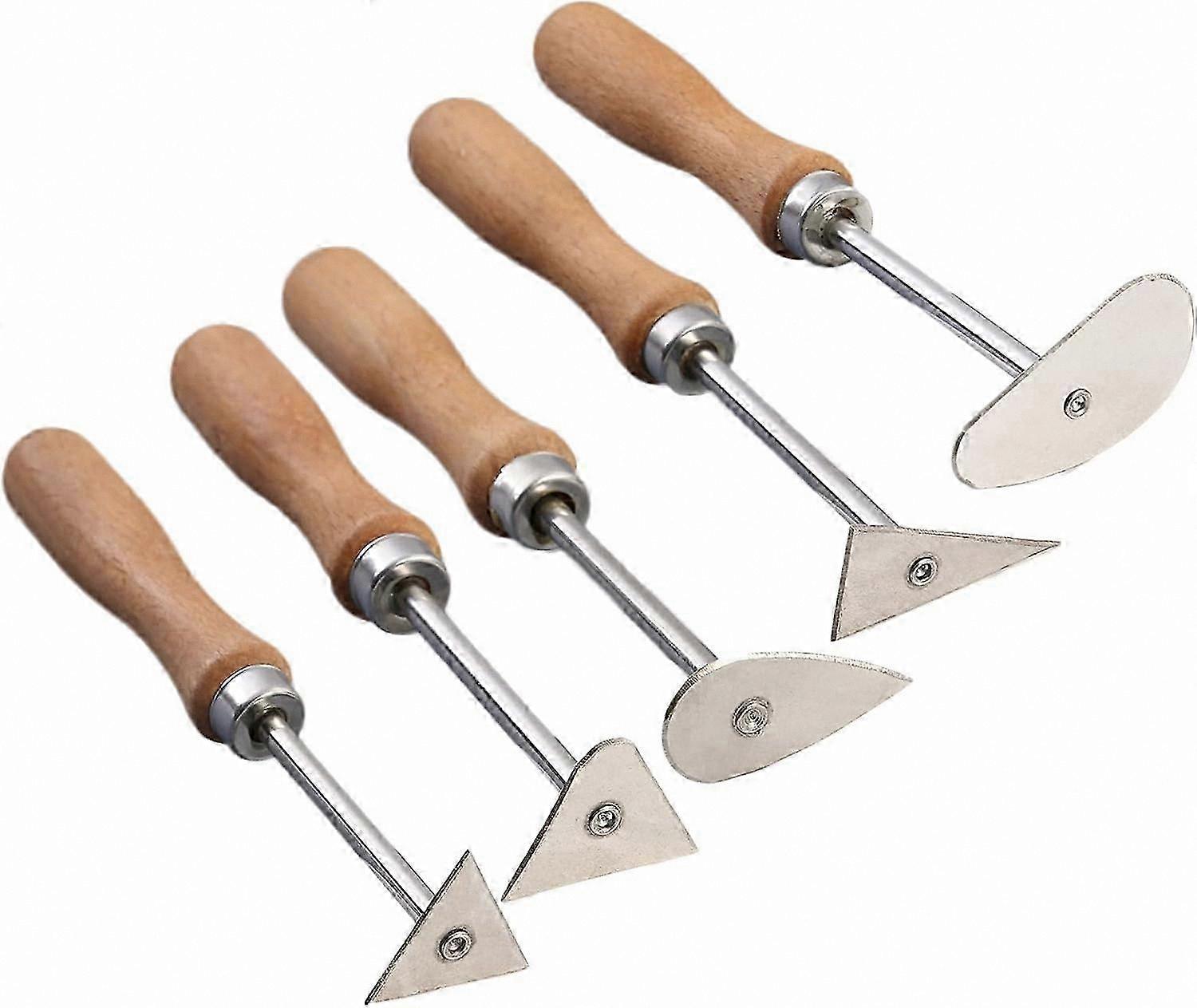 5-Piece Paint Scrapers with Wooden Handles, Triangular Shave Hooks for Professional Painting Projects