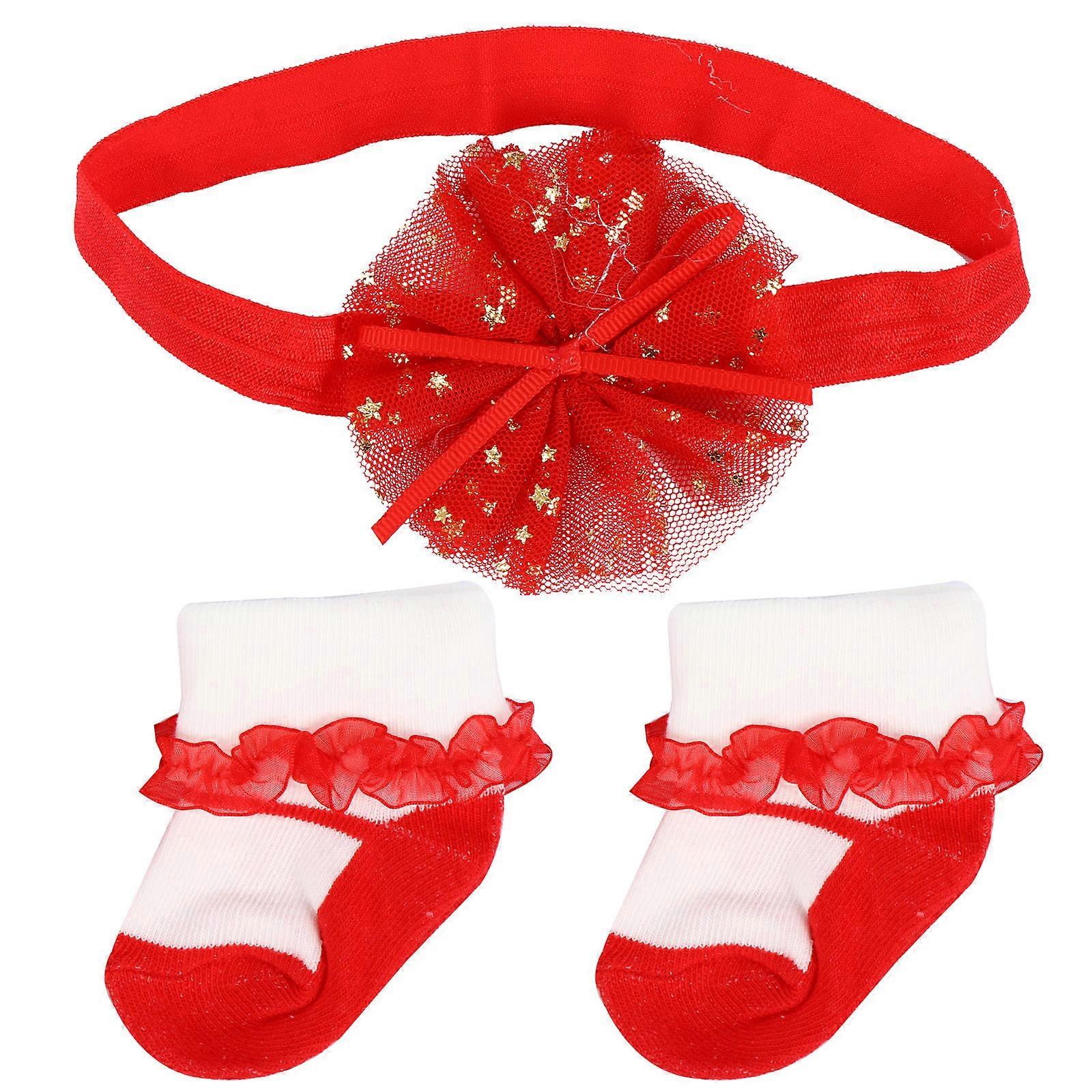Stylish Design Baby Lace Socks Set Suitable For Everyday Wear 1 Set Red