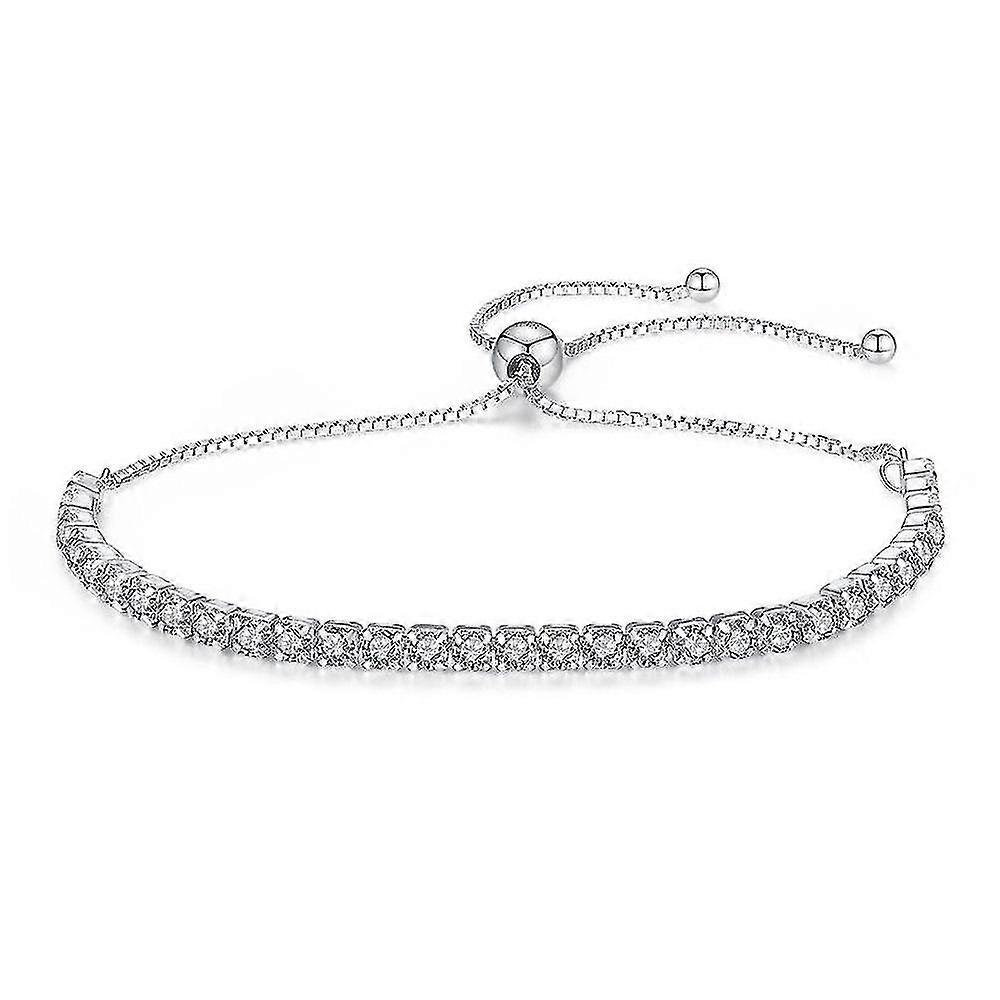 Simple and versatile adjustable alloy rhinestone bracelet