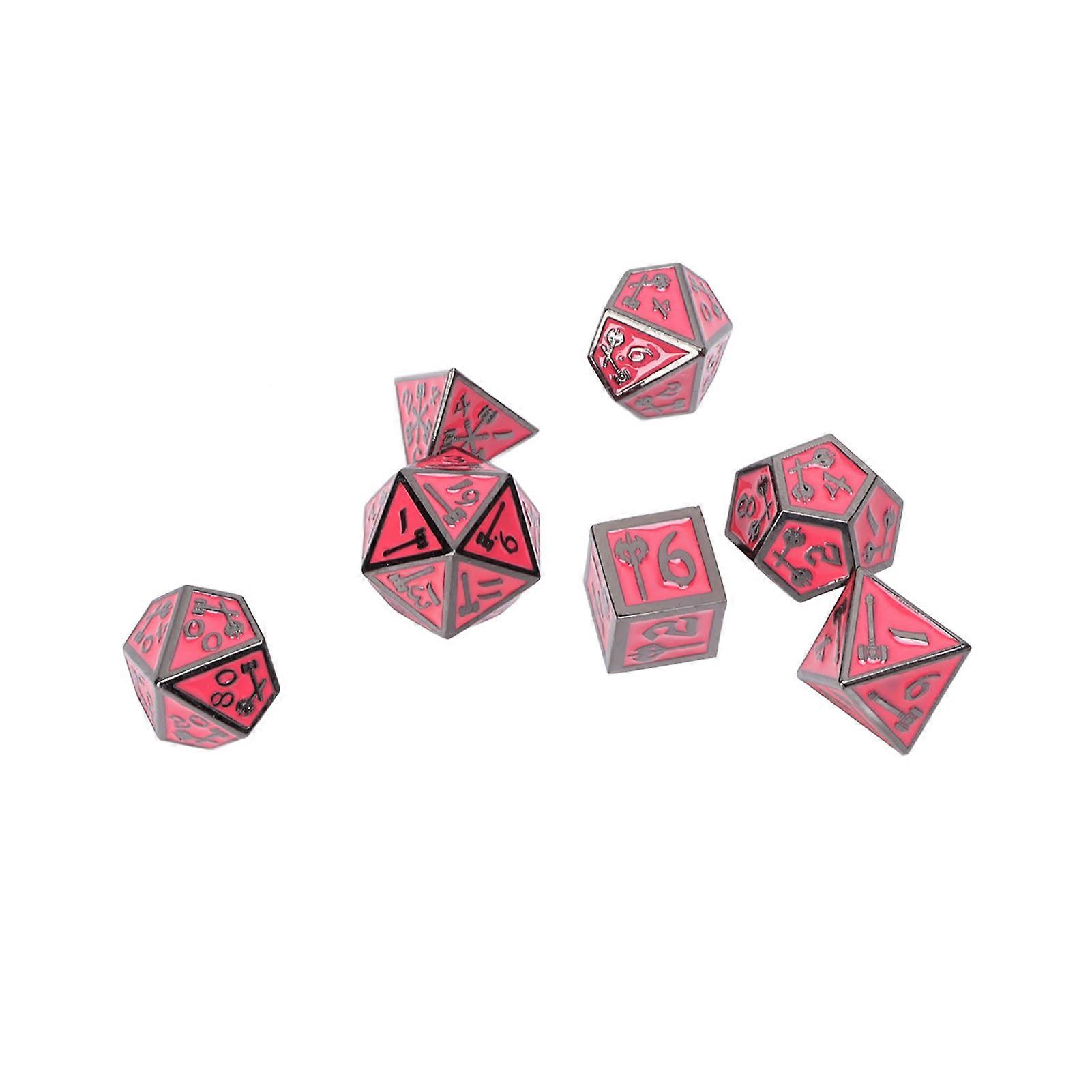 7pcs Metal Polyhedral Dice Set Clear Numbers Board Game Type2