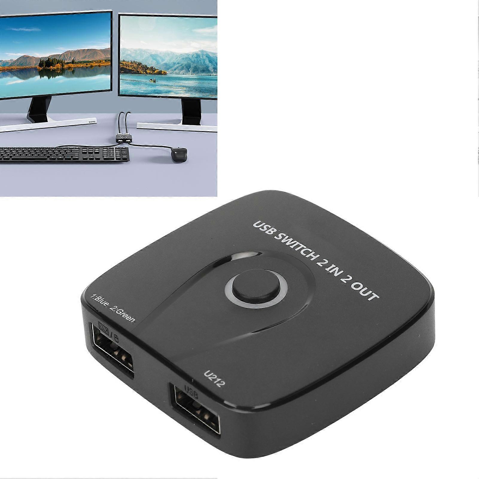 2 in 2 Out USB 2.0 Switch Hub ABS Drive-Free Peripheral Adapter