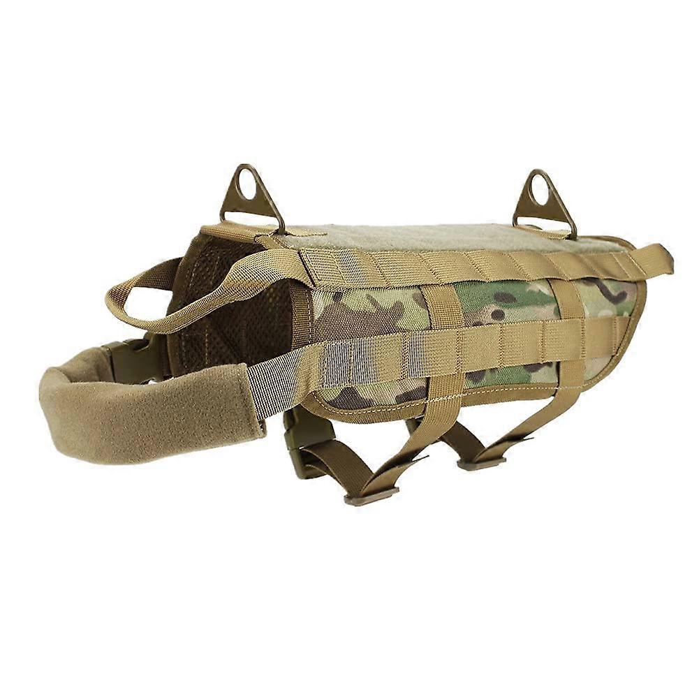 Chickwin Tactical Dog Harness Vest MOLLE Adjustable Training With Handle NoPull Front Clip DRing Camouflage XL