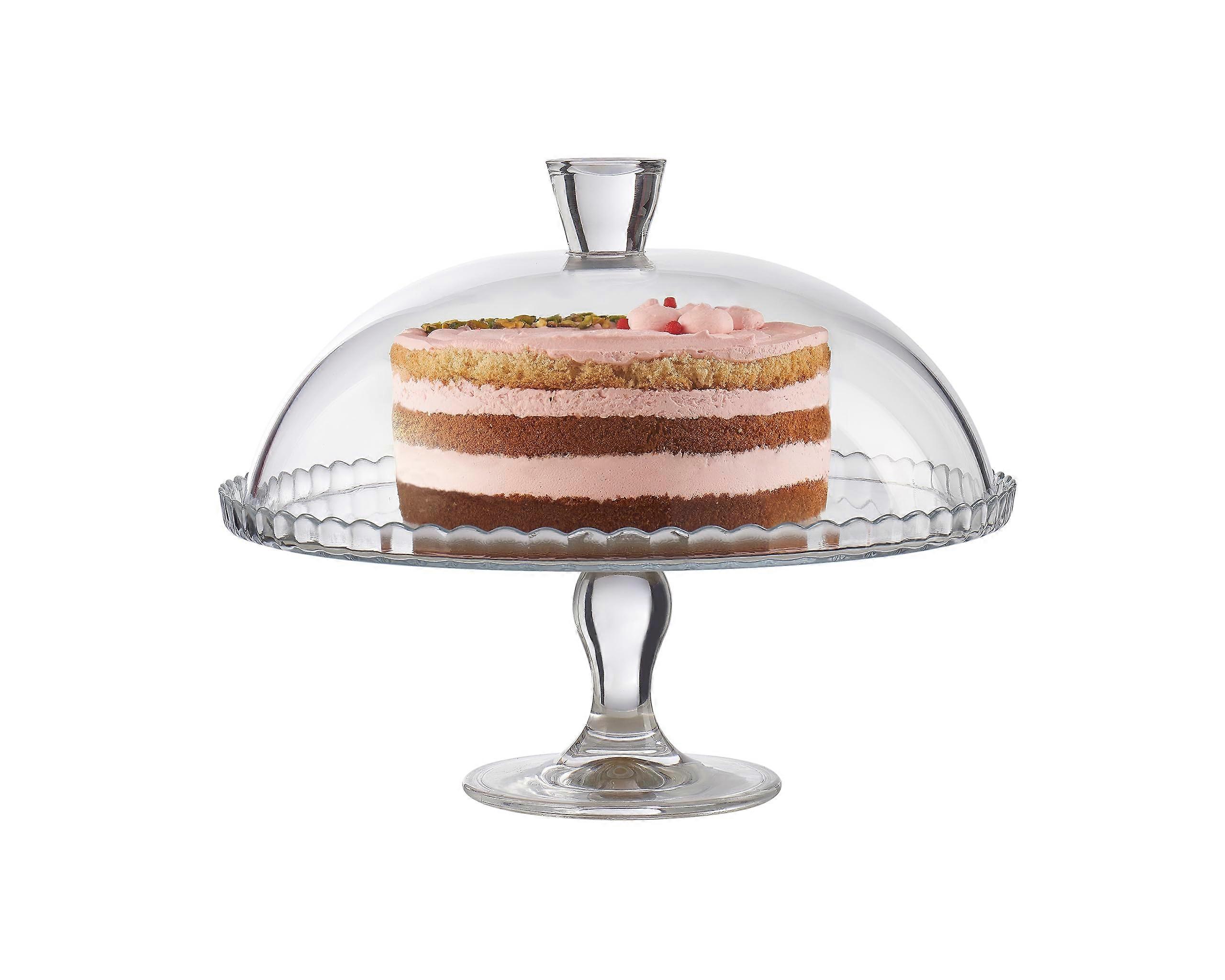 Footed Service Plate and Dome With Lid and Stand, Cake Stand for Birthday Parties, Dessert Plate for Cakes and Pastries