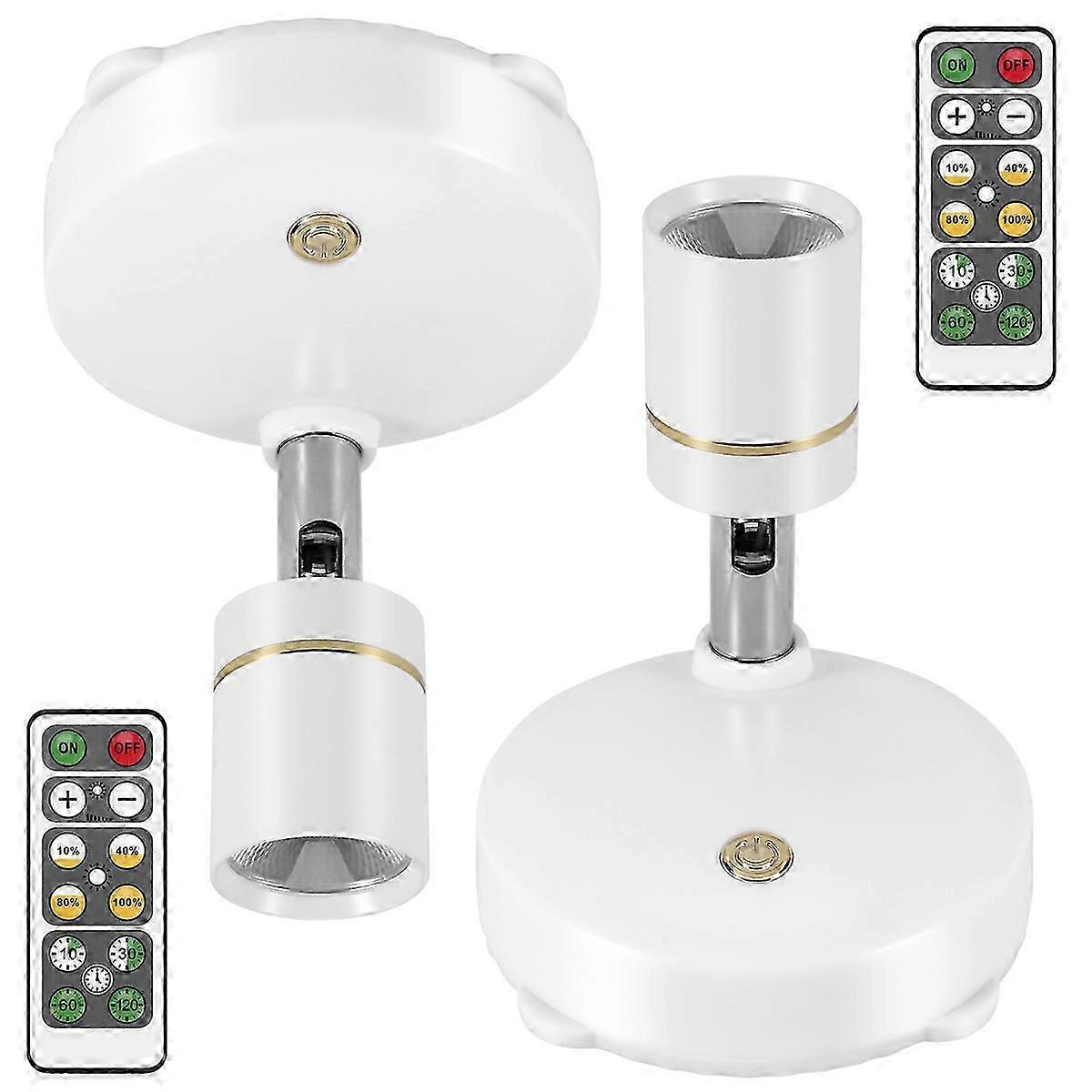 Rotatable spot lights for staircase - Wireless battery operated wall light (2 pack)