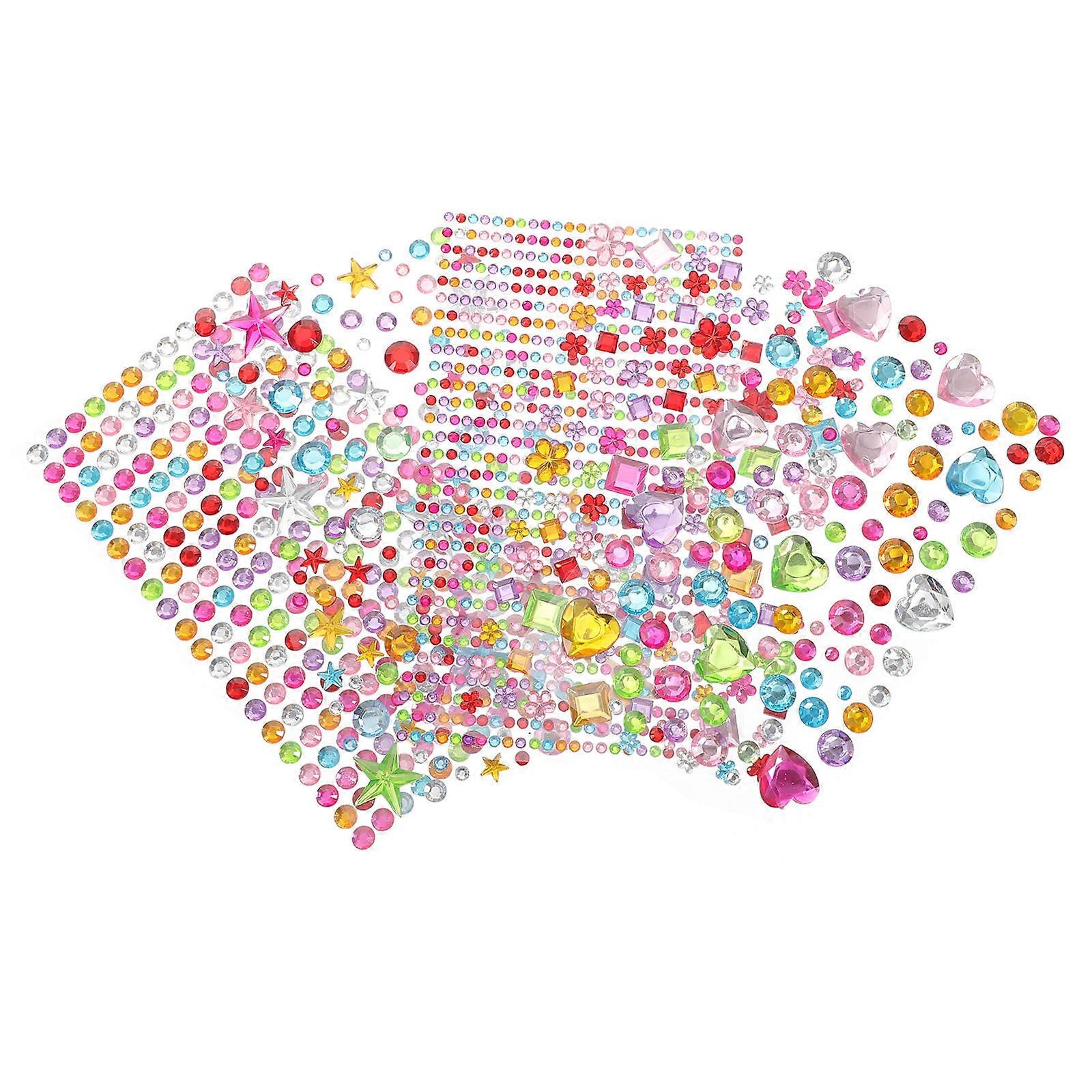 Multi Color Acrylic Gems Stickers for Decoration 15 Sheets Self Adhesive
