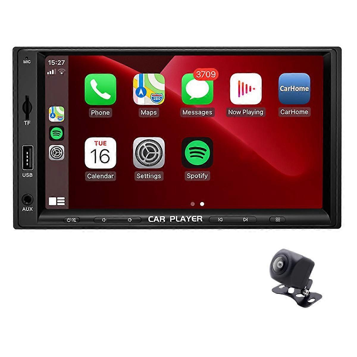 7 Inch Double Din Car Stereo with Wireless Carplay Android Auto, Car Radio with Bluetooth FM Mirror Link Backup Camera