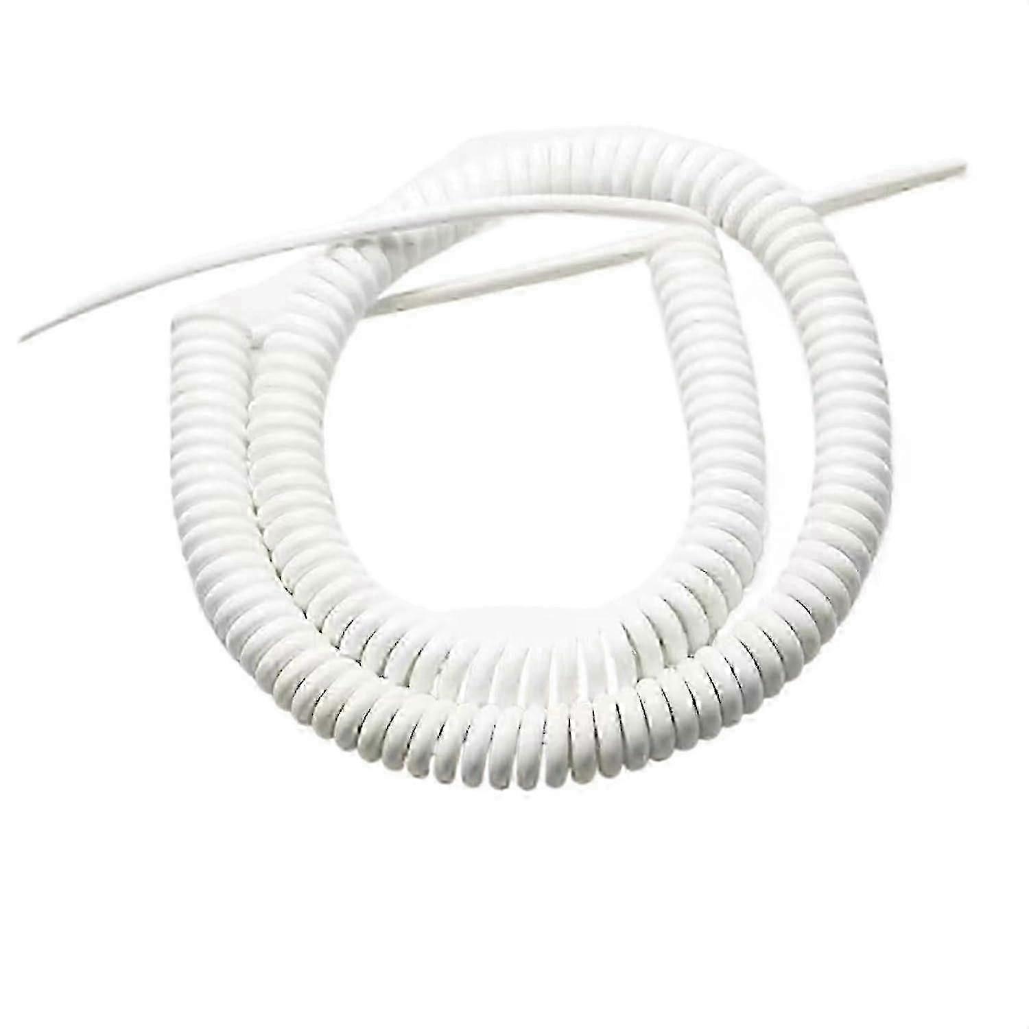 Spring Power Cord, Coiled Extension Cord, 3 Cores Expandable Spring Cable White 15AWG 5 Meters