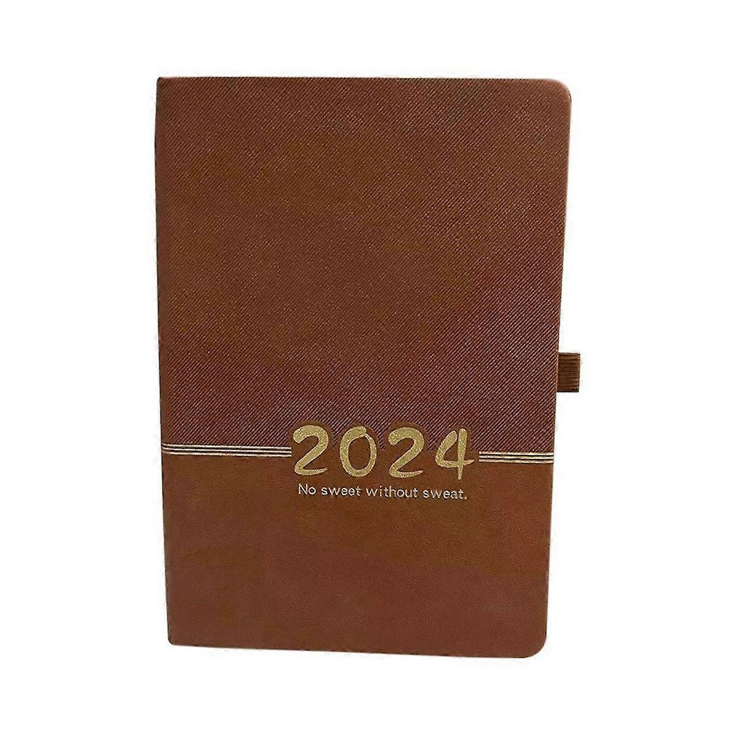 2024 Planner 365 Days Cover Daily Weekly Schedule Notebook Brown