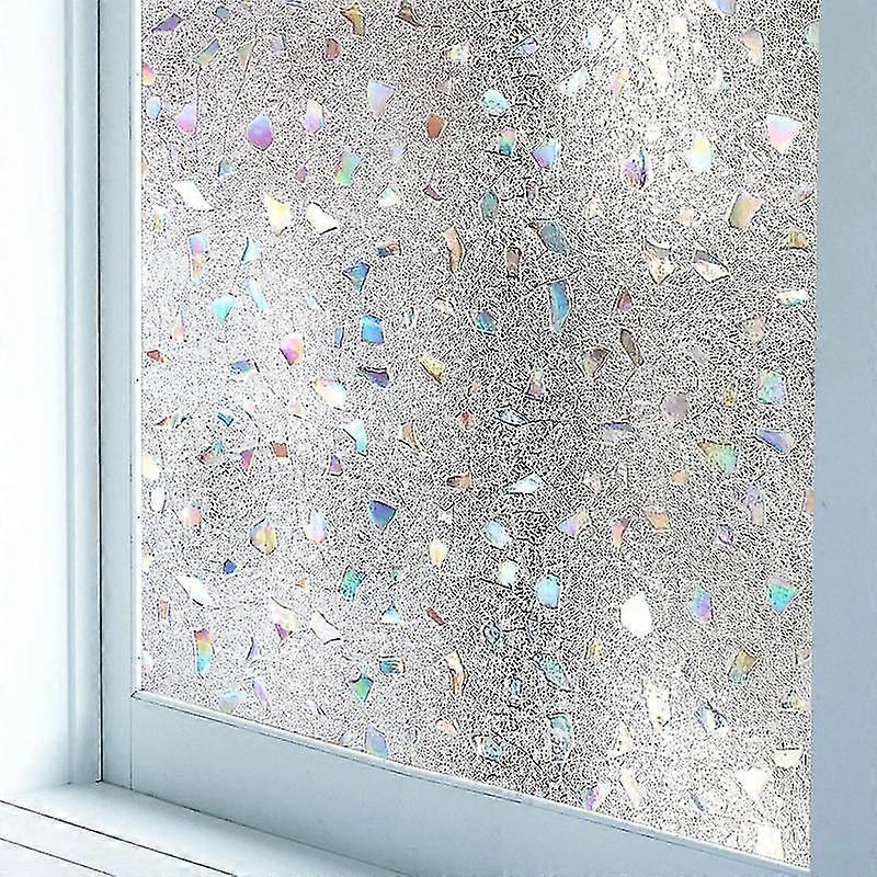 Rainbow Window Film 3D Ecology Non Toxic Glass Vinyl for Home Static Cling Stained Glass Film Insulation Window Sticker