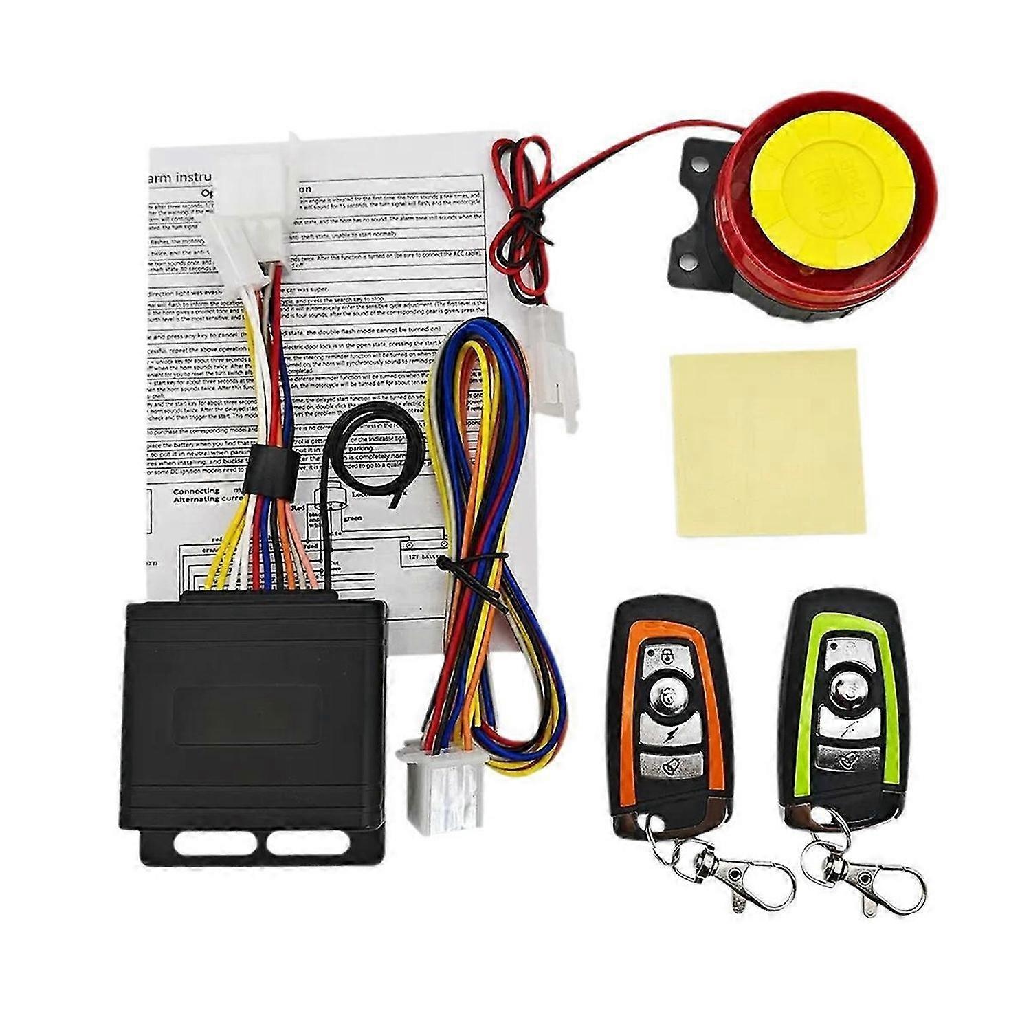 DC 12V motorcycle alarm, anti-theft, 120dB, vibration sensor.